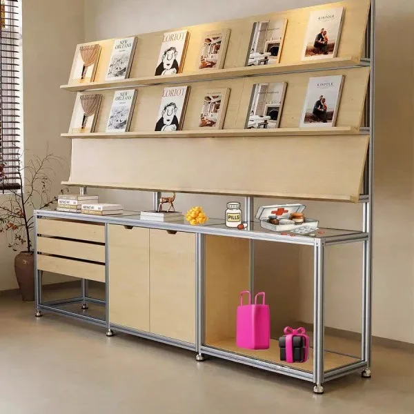 Aluminum profile display rack, newspaper display rack, drawer-type ocean panel studio combination cabinet, library display rack