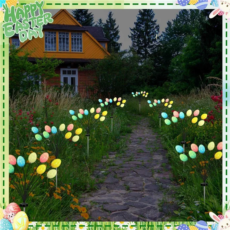 2 Pack 10LED Easter Eggs For Easter Decorations,Easter Decor Garden Lights Decorative Solar Lights,Dinosaur Eggs Lights Durable