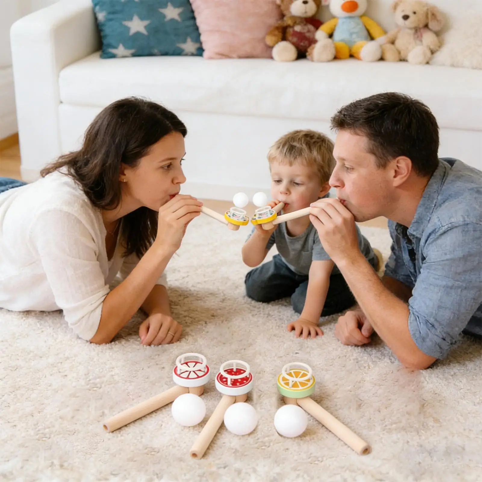 8pcs Suspended Blow Pipe Blow Ball Rod Game Children Balance Training Floating Blowing Ball Magic Dangling Family Kids Toy