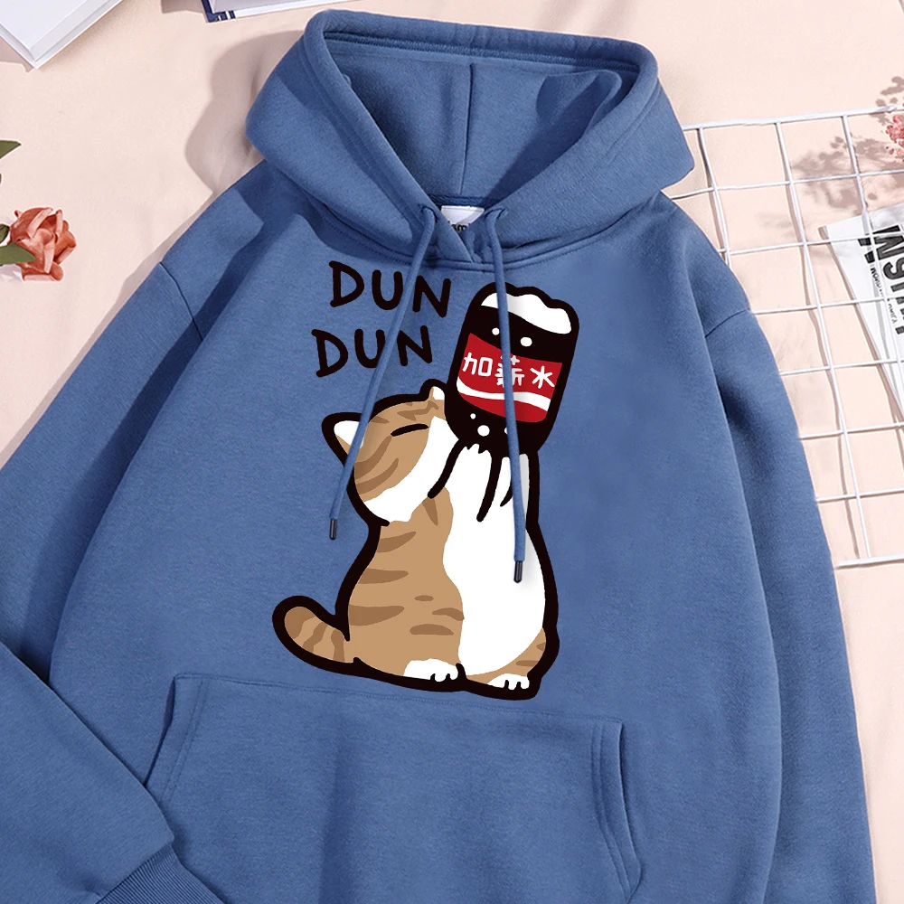 Salary Increase Fun Cat Print Hoody Men Women Casual Fleece Street Clothes Loose Warm Sweatshirt O-Neck Pollover Hoodie Couple