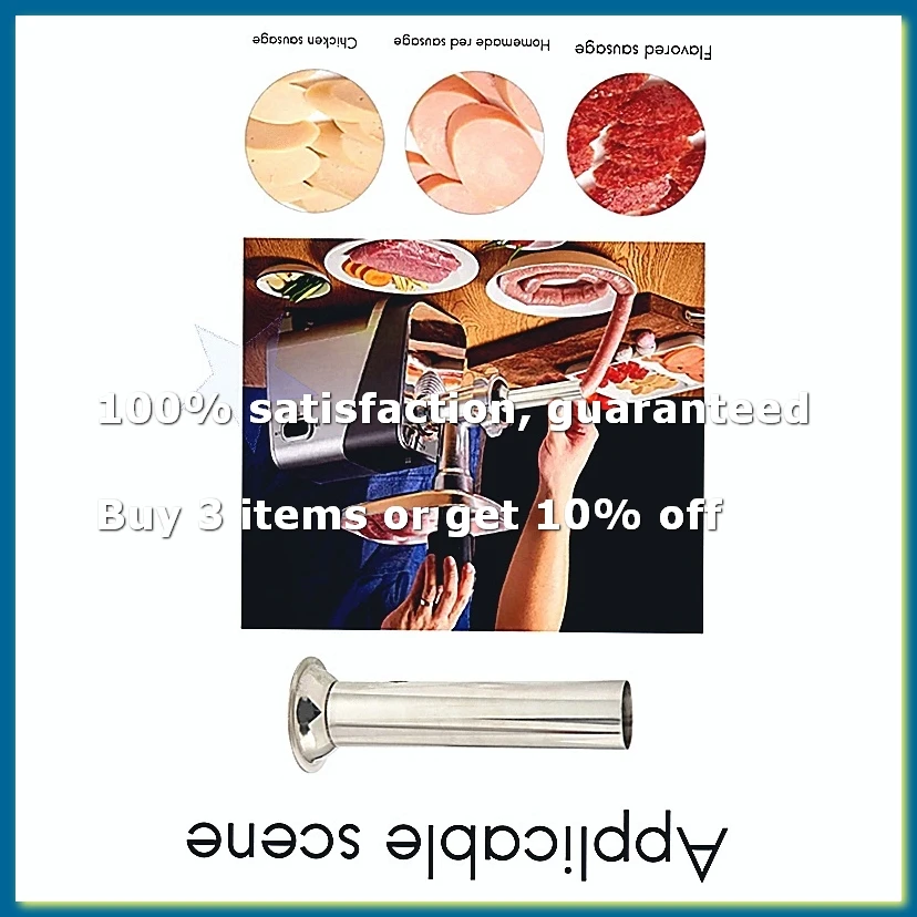 3Pcs Stainless Steel Sausage Stuffer Filling Tubes Funnels Nozzles Spare Parts Filler Tube, Base Diameter:58mm-AD33