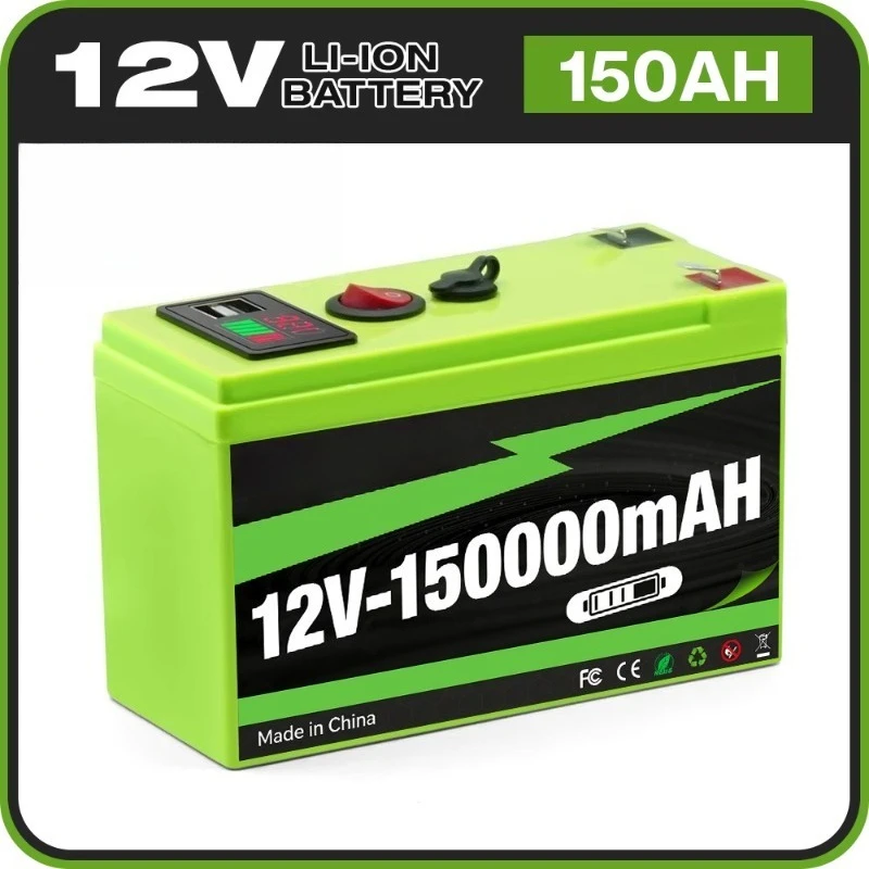 12V 150Ah Battery Built With 21700 Cells Digital Power Display Independent Switch USB Output Power Supply For Outdoor Use