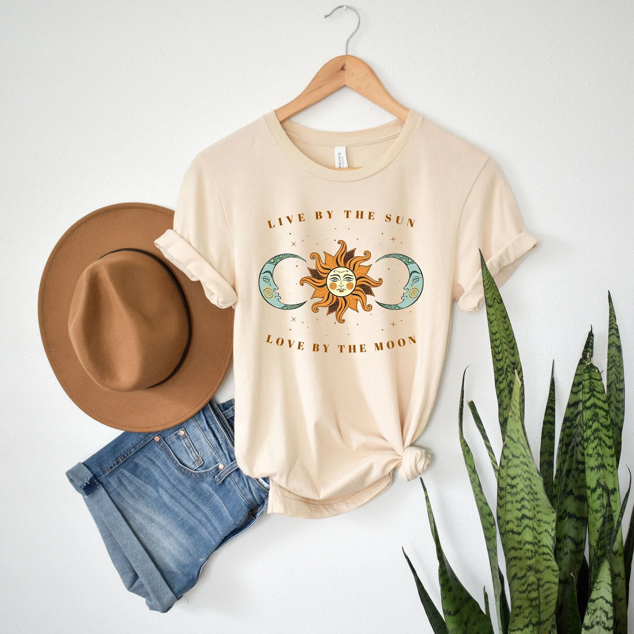 Vintage Sun And Moon T Shirt Indie Clothing Light Academia Celestial Ivory Boho Hippie Mother'S Day S From Daughter