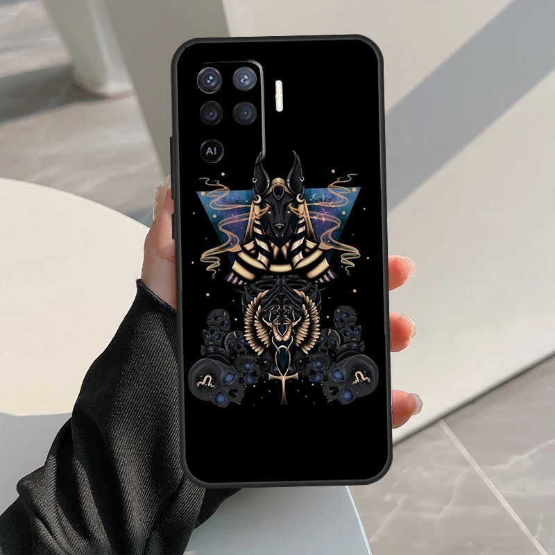 مصر نفرتيتي أنوبيس عنخ حافظة لهاتف اوبو A5 برو A15 A17 A57 A77 A18 A38 A58 A78 A98 A94 A74 A54 A16 A76 A96 A40 A60 A80 #4