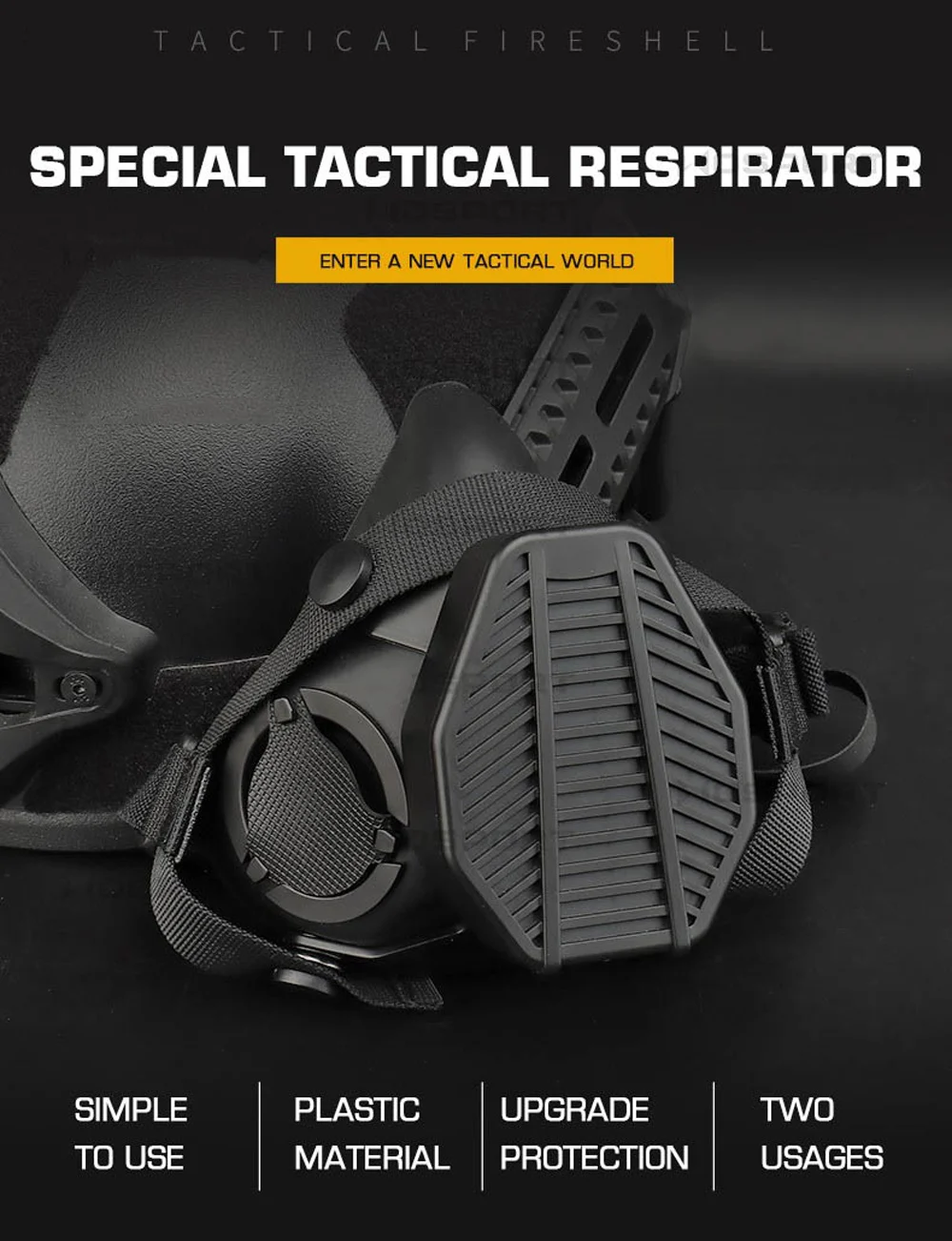 SOTR-Maske, spezielle taktische Atemschutzmaske, halbes Gesicht für Militar Paintball, Airsoft, CS, Cosplay, HEPA-Filtration, Partikel – Detail 1