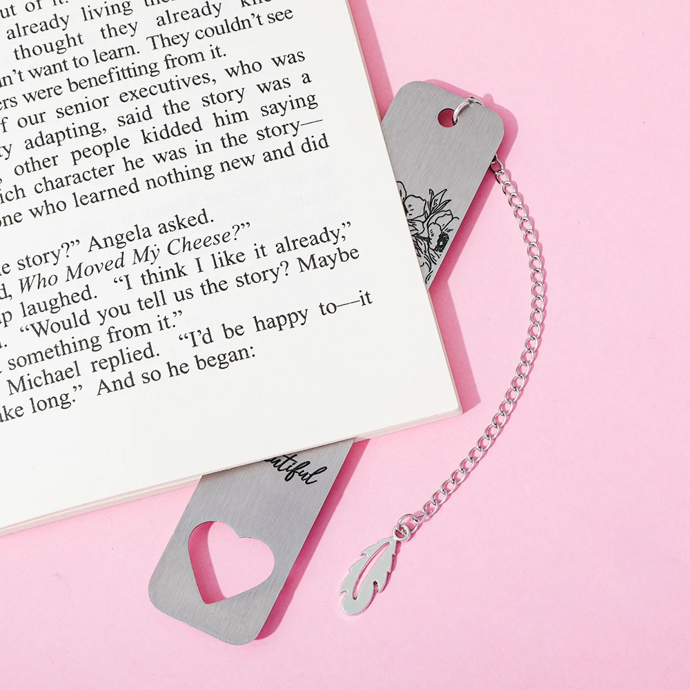 علامة مرجعية زهرية من الفولاذ المقاوم للصدأ مصممة خصيصًا للنساء، "أنت شجاع وجميل" هي هدية تشجع للنساء. #1