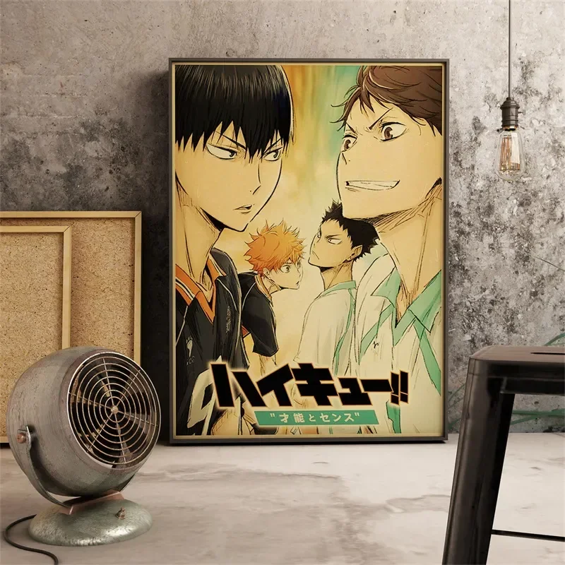 Haikyuu serie de Anime japonés, póster Retro, decoración de pared, decoración artística de dibujos animados, pintura en lienzo de calidad para el hogar