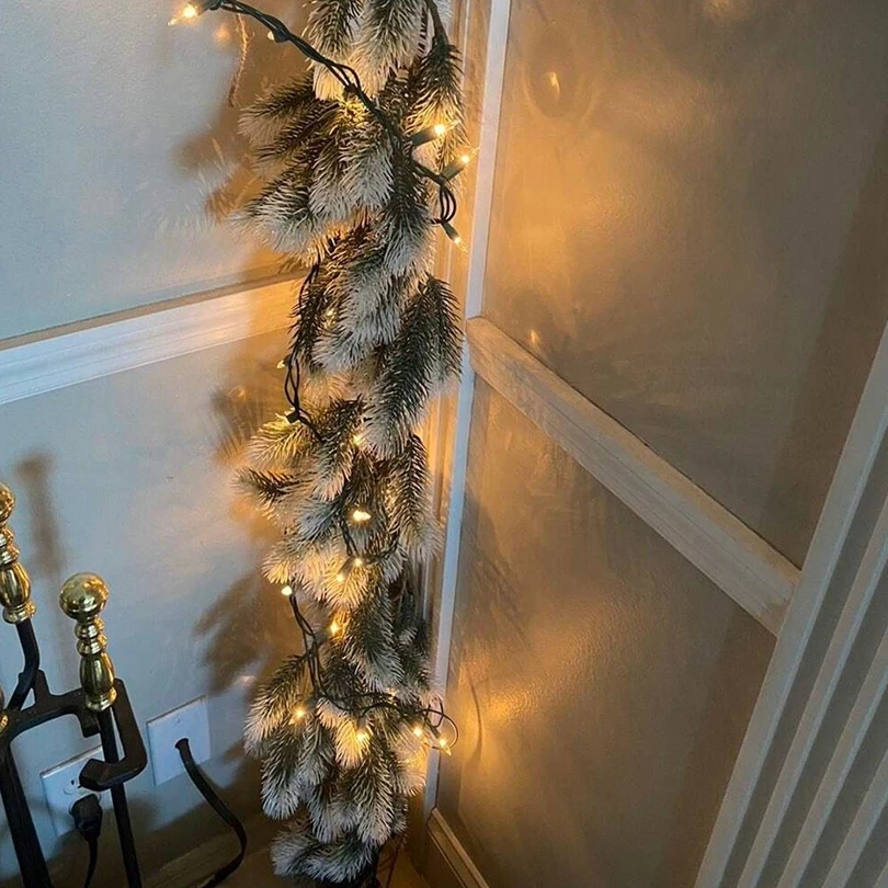 Künstliche Grüne Pflanzen-Rattan-Weihnachtsbaumgirlande Kränze für Heim, Zimmer, Außenbereich, Hof, Wand, Party, Türdekoration, Kiefernrattan – Detail 9