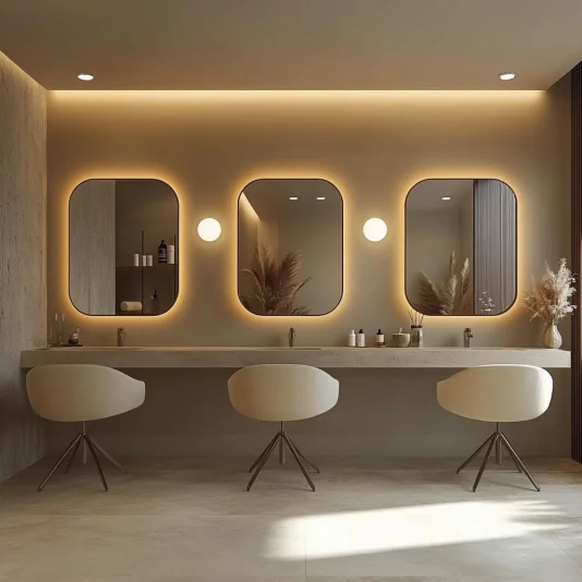 European Rectangular LED Mirror Adjustable Frameless Bathroom Wall Light for Barber Shop Birthday or Wedding