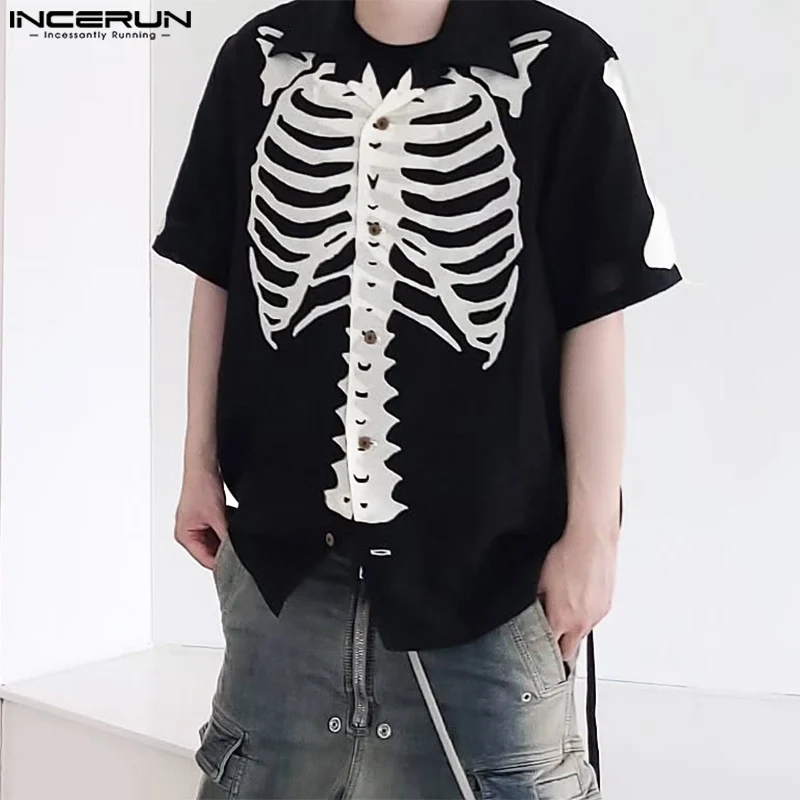

Men Shirts Short Sleeve Print Tops Streetwear Casual Party Tee Fashion Male Shirt Oversize Men's Clothing Summer INCERUN 2025