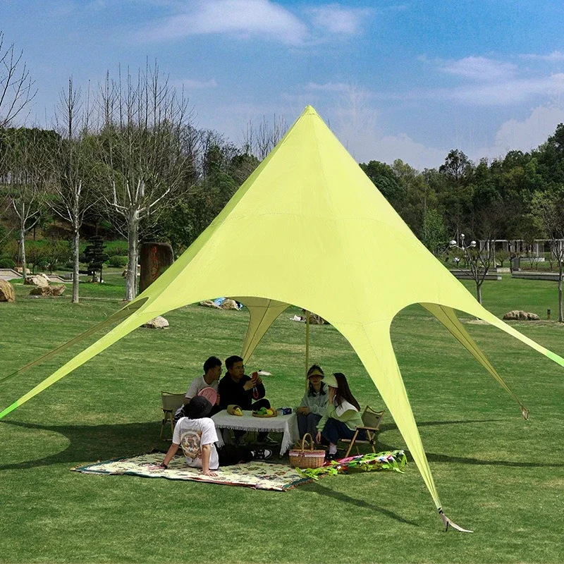 

Красочная палатка с навесом для неба, солнцезащитная сетка для отдыха на открытом воздухе, красная подставка для кемпинга, роскошная палатка с одним пиком, шестиугольная звездная палатка