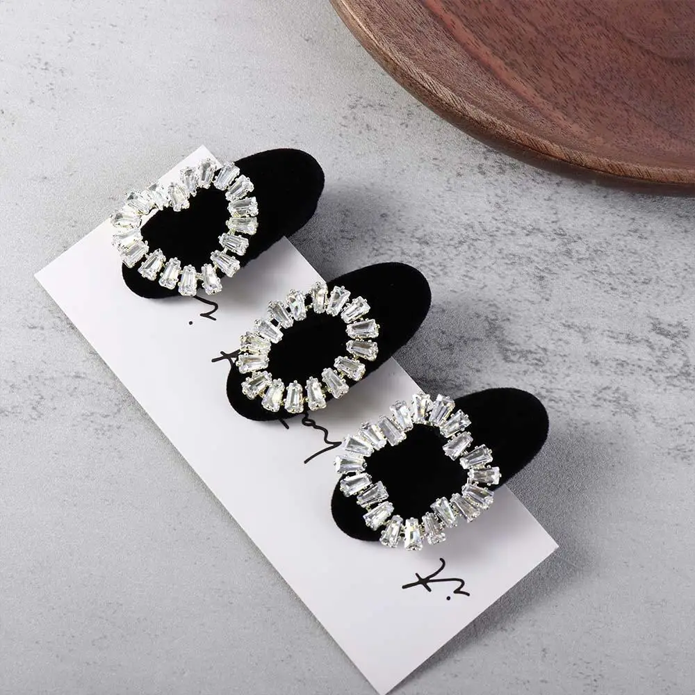 Elegant Zircon Rhinestone Luxury Hairband Korean Style Hairpin Girls Hair Clip Velvet Bow Duckbill Clip Sweet Barrettes