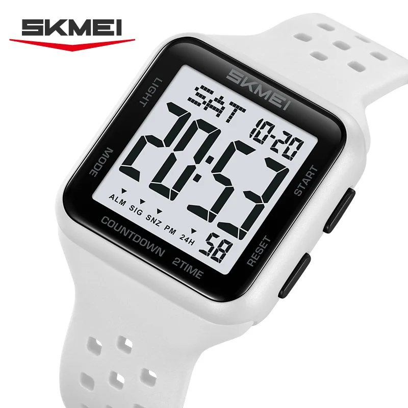 SKMEI 2440 Sports Outdoor Silicone Strap Square Dial Electronic Watch Men's Multi functional Timing Alarm Clock Watch reloj