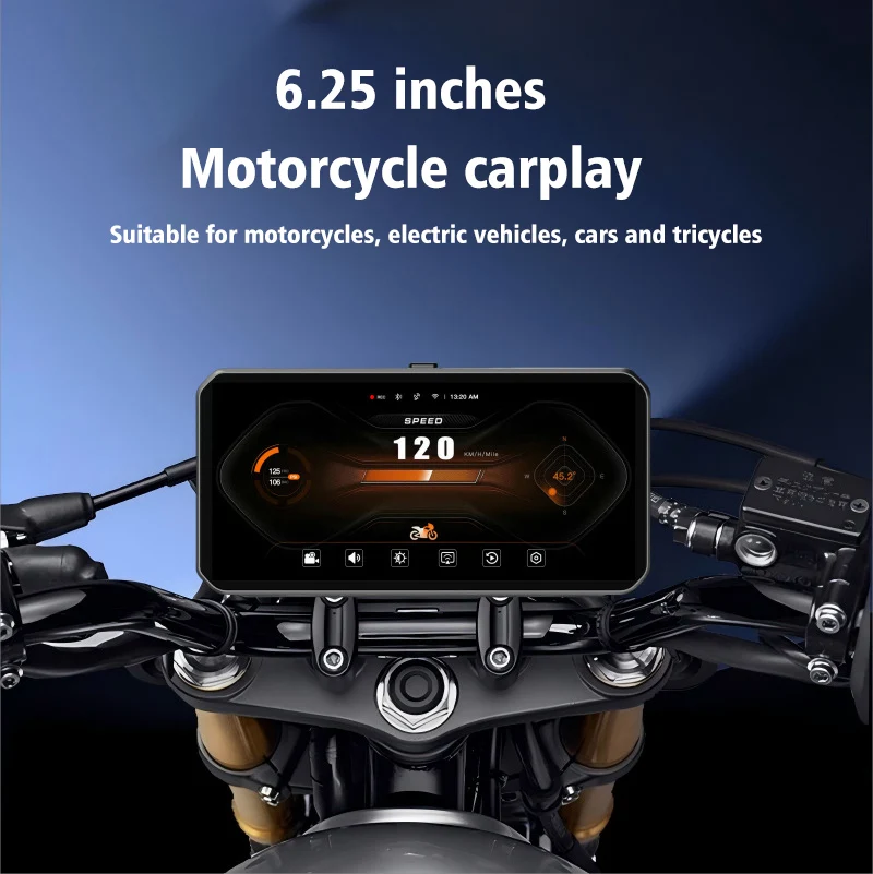 Waterproof 6.23 Inch Touch Screen Motorbike GPS Navigation Wireless CarPlay Android Auto for Motorcycle TPMS BSD DVR Recording view 5