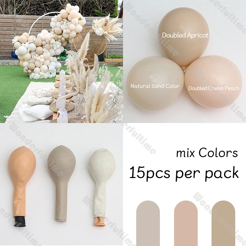 15pcs Mix Color Latex Wedding Balloons Metal Doubled Stuffed Matte Retro Boho Baby Shower Balloon Birthday Decoration Air Globos