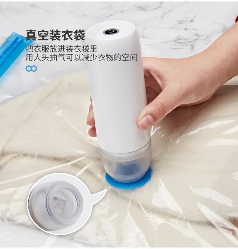 Máquina de envasado al vacío de mano, bolsa de almacenamiento de ropa portátil, bomba de aire, bolsa de compresión, empacadora