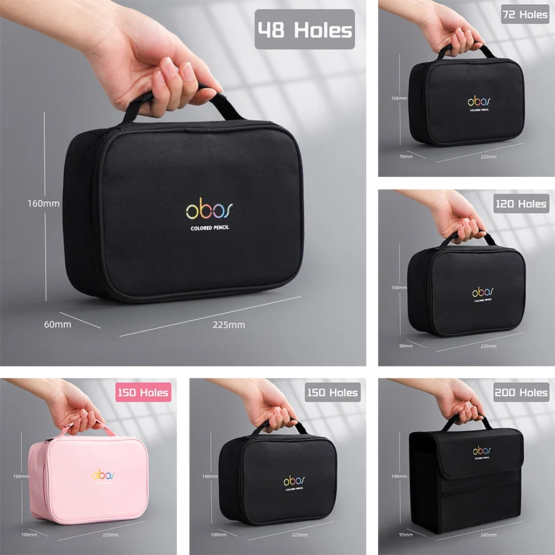 48/72/120/150/200 Holes Colored Lead Pencils Storage Bag Large Capacity Case Holder School Supplies Stationery Student Pen Case