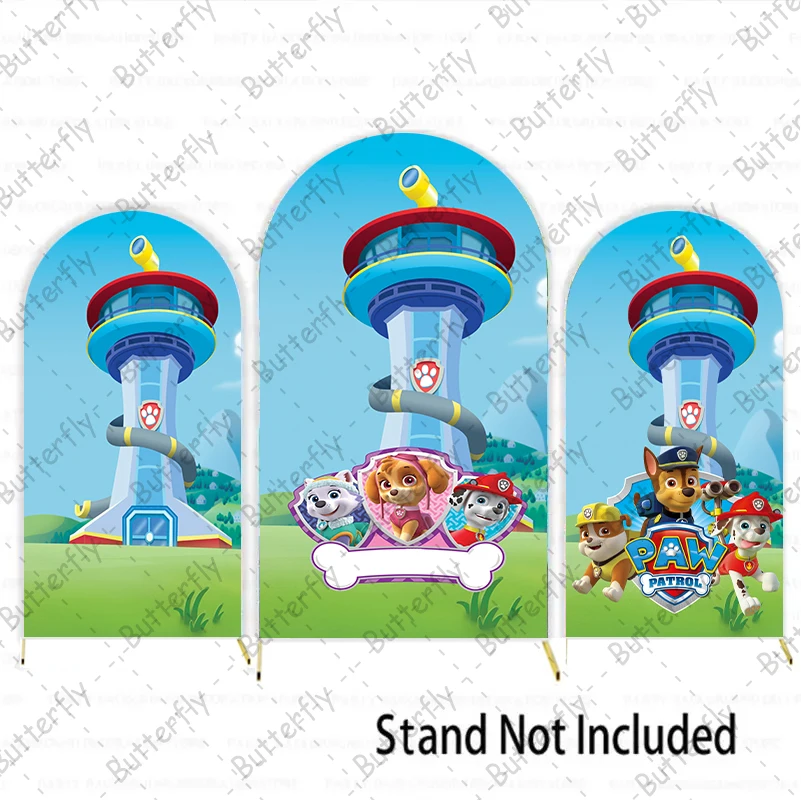 

Arch Tower Paw Patrol Blue Cartoon Dog Boy Birthday Party Banner Backdrop Cover Baby Shower Background Photography Photo Studio