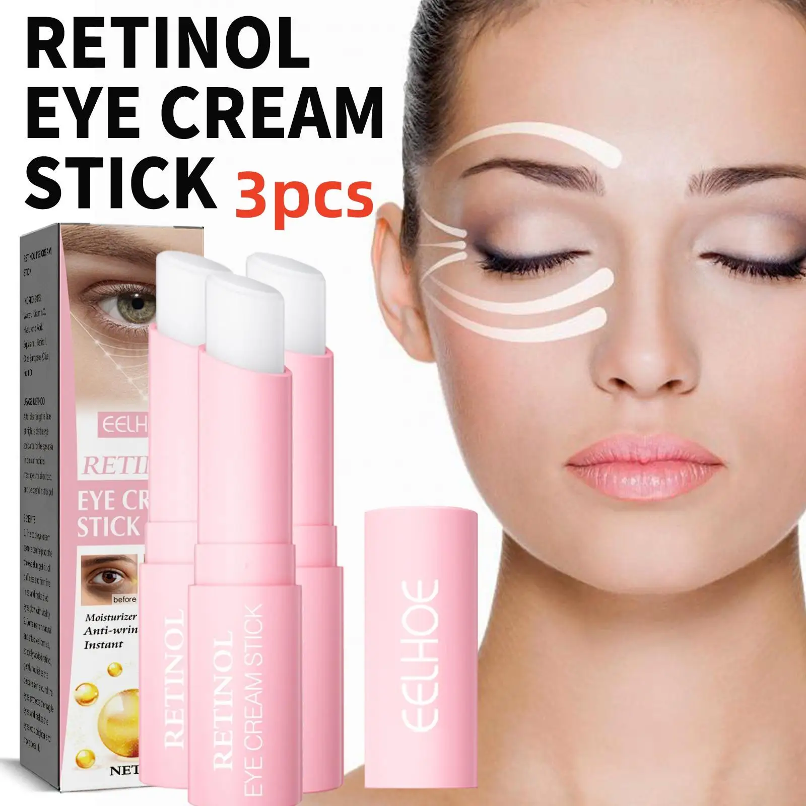 

Retinol Eye Cream Face Lifting Moisturizing Balm Stick Firming Lifting, Anti-Puffiness Remove Dark Circles, Eye Bags Eye Care