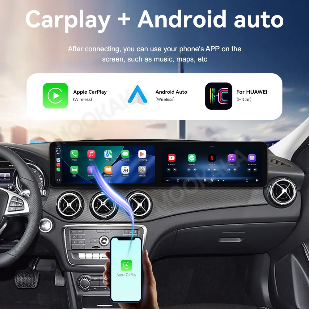 

12,3-дюймовый автомобильный радиоприемник для Mercedes-Benz GLA 2014-2019 с Android, GPS-навигацией, мультимедиа, видео и стереосистемой