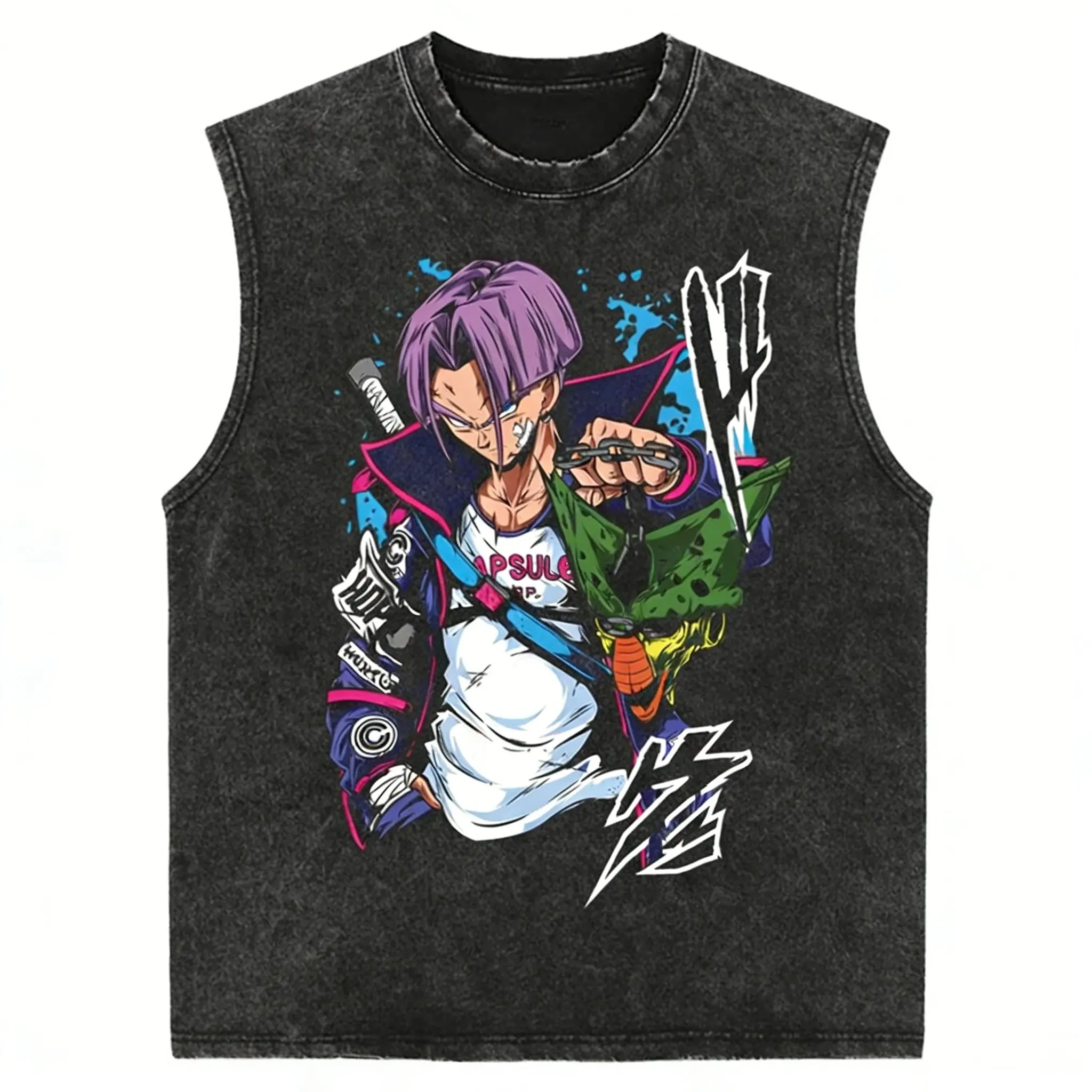 Sommer 2026 Harajuku Cartoon Warrior Gym Tanktop für Herren und Damen Y2k Gewaschenes Loses Ärmelloses Shirt Streetwear Hip Hop Lässiges Workout-Oberteil – Detail 29