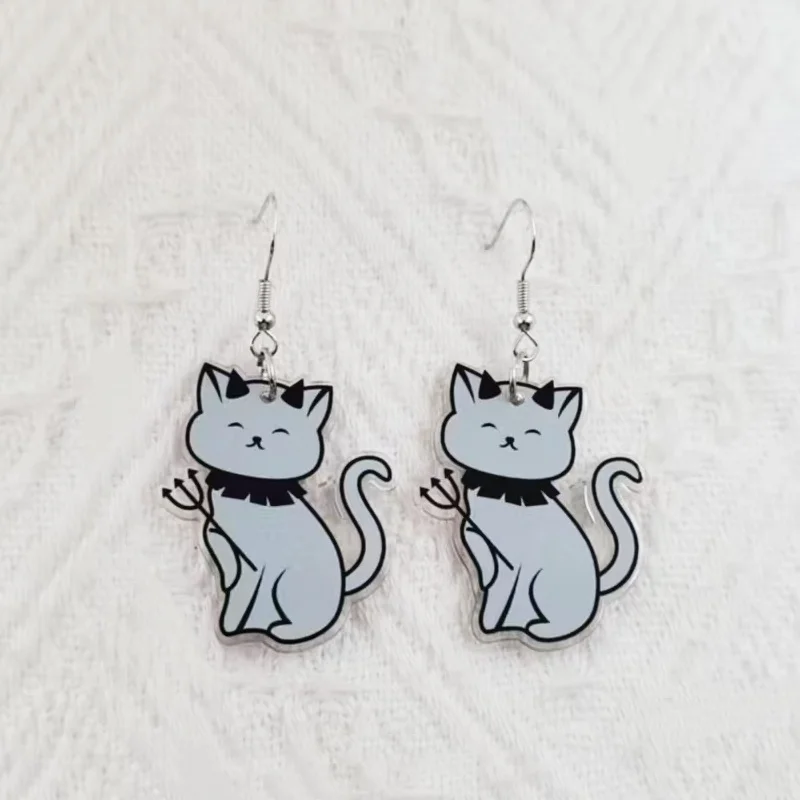 1 pair of acrylic Halloween demon cat earrings, women's earrings, the best choice for gifts