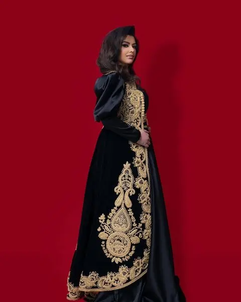 Traditional Kosovo Albanian Prom Dresses with Long Cape Jacket Black Gold Lace Applique Arabic Dubai Evening Gown Robe