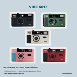 Vibe Film Camera Beginner Point-and-shoot Camera 501F Retro with Flash Light Creative Gift 135 Film Non-disposable Sport