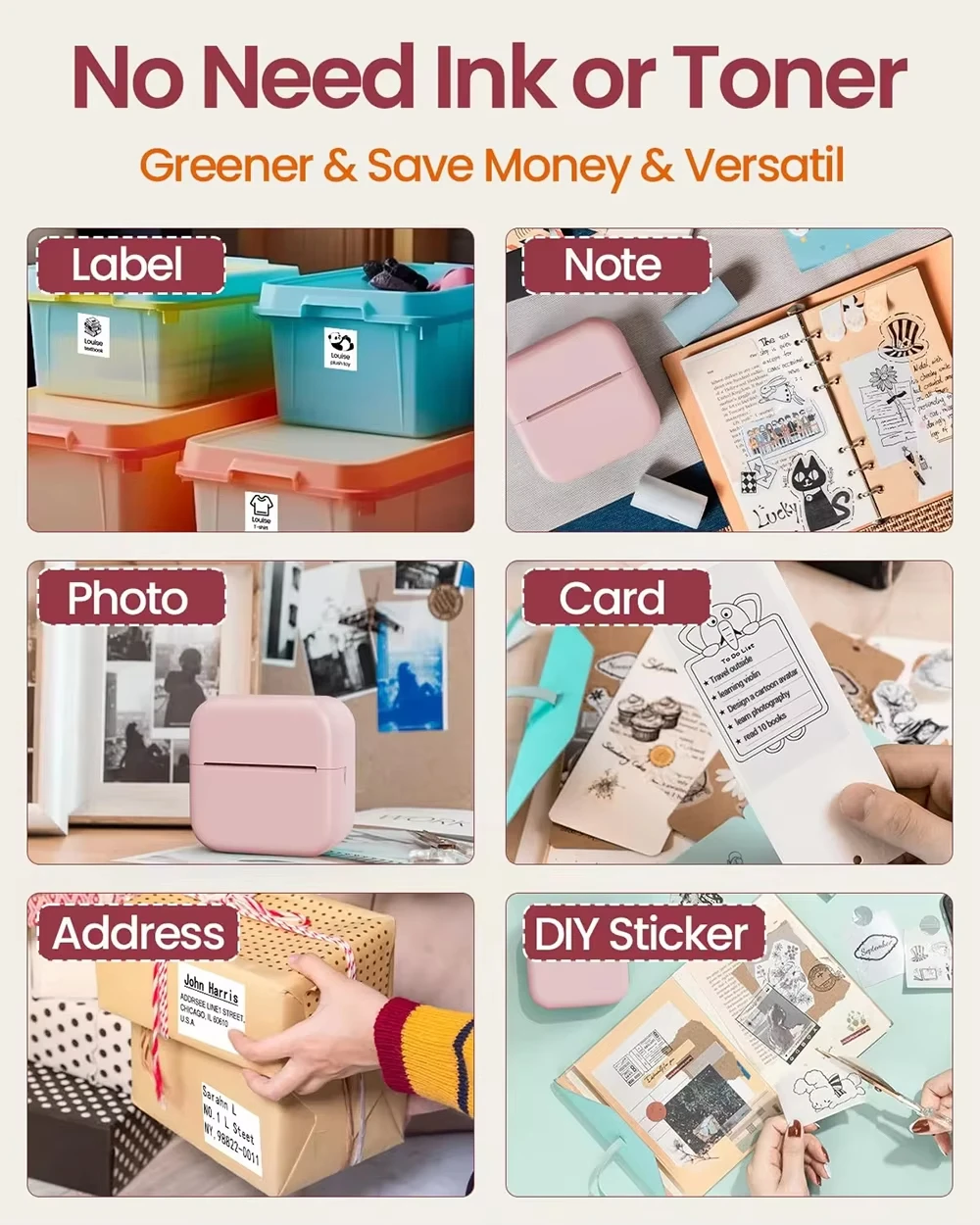 M02 57mm Color On Transparent Glossy Thermal Sticker Photo Notes suit for T02 M03 M04 Peripage a6 Paperang