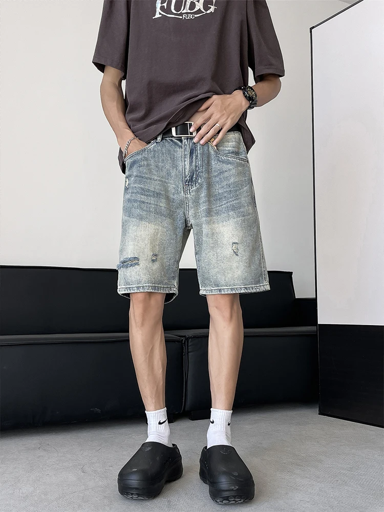 

Summer Men's Casual Loose Straight Leg Five-Point orts American Street Sle Jeans orts Youth Trendy Straight Footwear