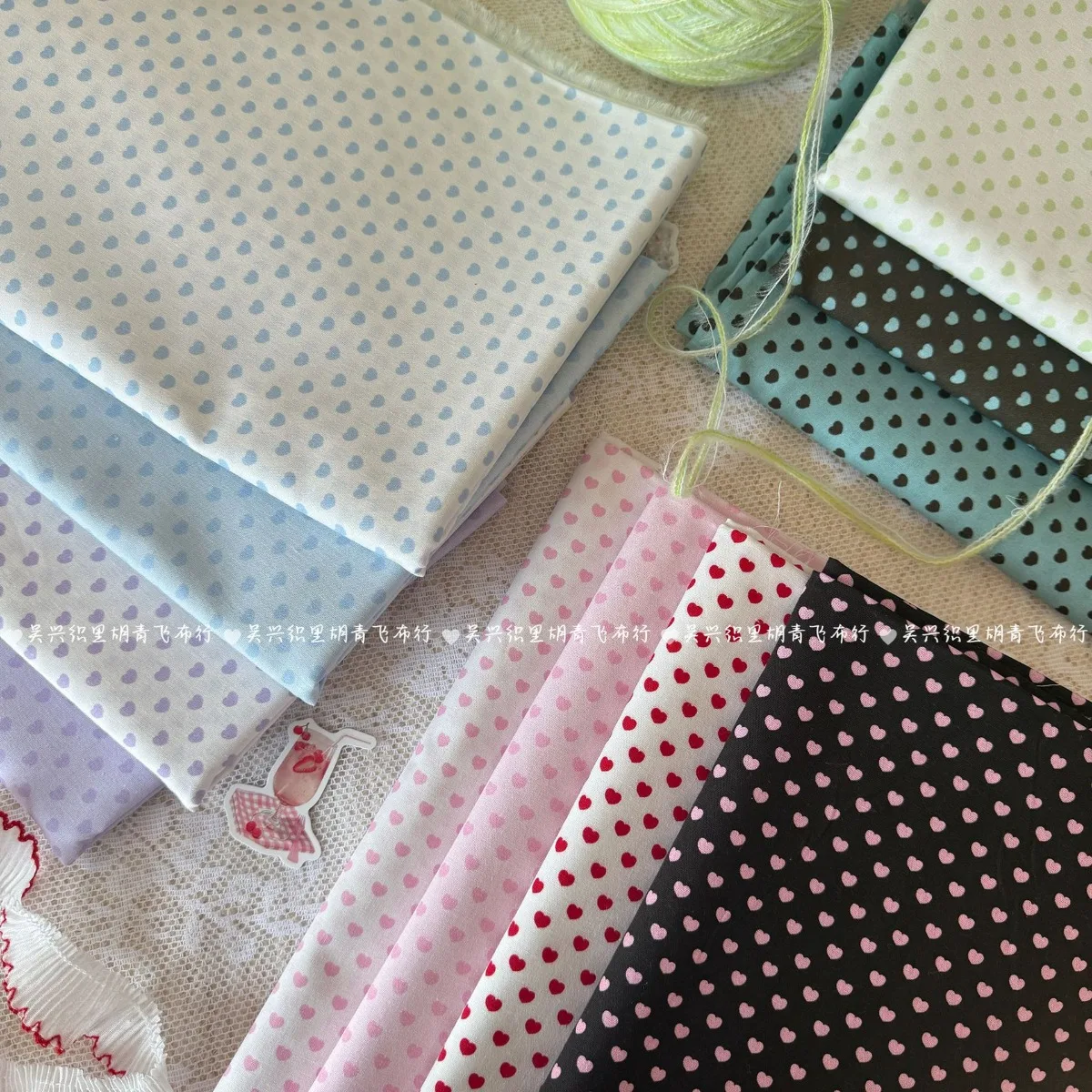 40S 100% Baumwolle Digitaldruckstoff Mehrfarbiges Herz-Blumenmuster für Damen Kinder DIY Kleidung – Detail 5