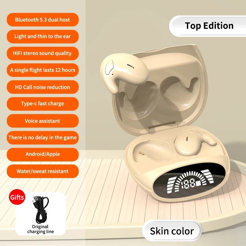 Slaap Onzichtbare oordopjes Kleine mini-hoofdtelefoon Verborgen ruisonderdrukkende TWS Draadloze headsets Sport Stereo Bluetooth 5.3-oortelefoon