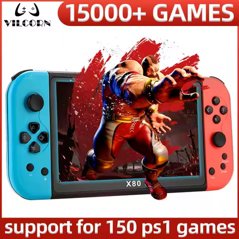 VILCORN 7 inch Retro Handheld Game Console 4K TV Portable Audio Video Game Player 15000 Games for PS1 GBA MAME Kid Gift