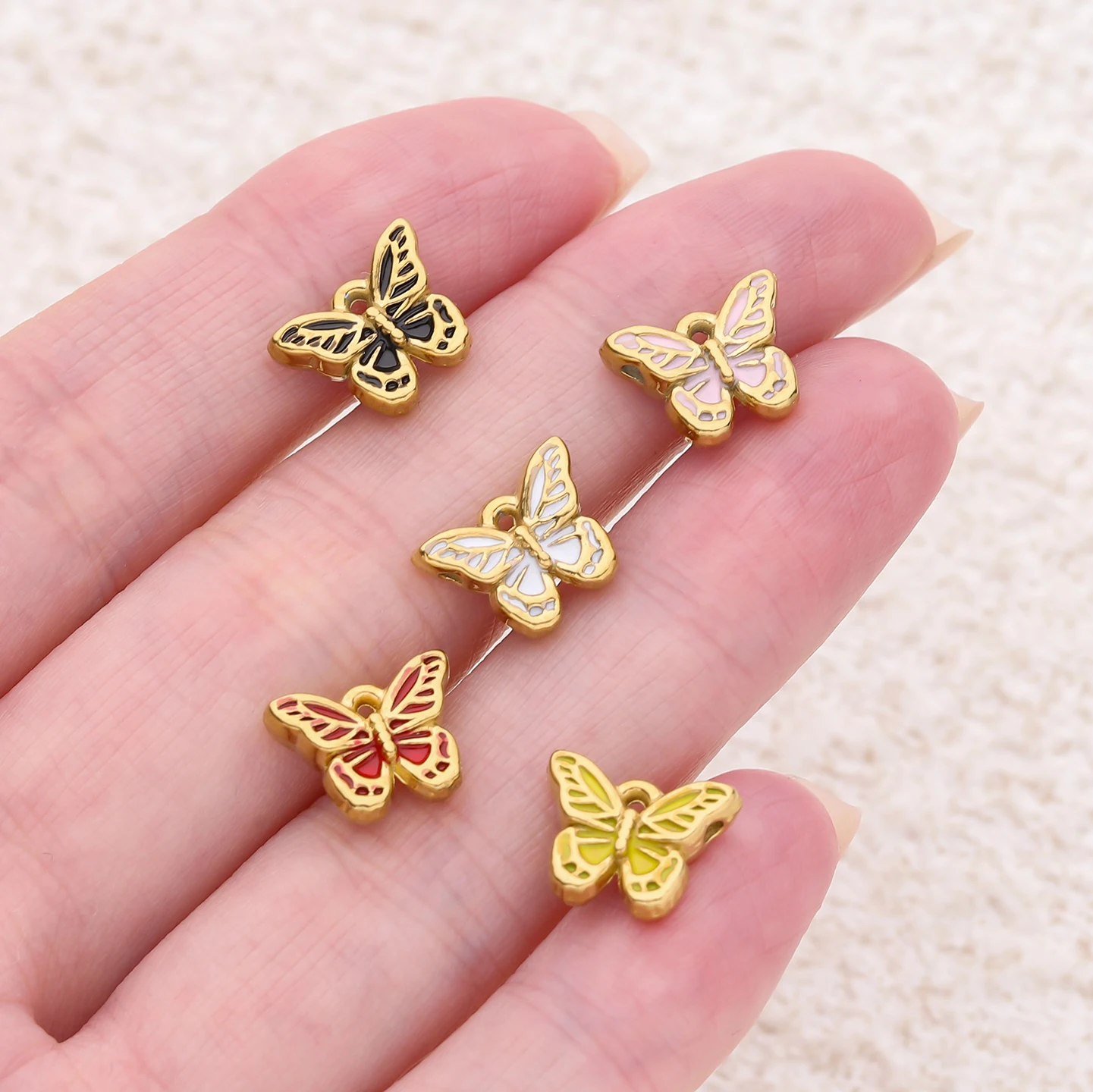 2 قطعة/الوحدة 304 الفولاذ المقاوم للصدأ فراشة شكل سحر المعلقات مجوهرات DIY اكسسوارات لصنع قلادة سوار أقراط