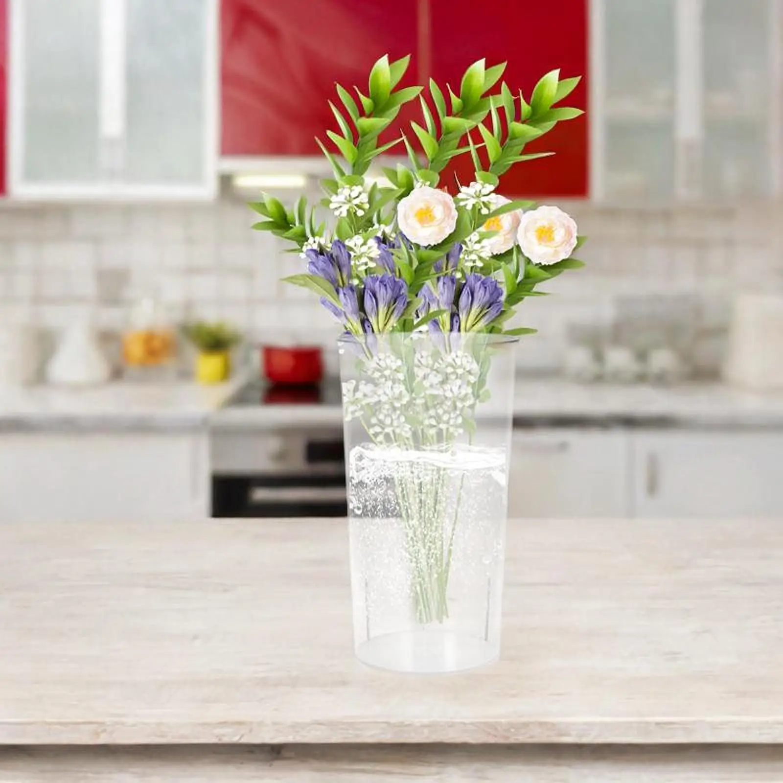 Transparent Acrylic Cylinder Vase Easy to Clean Artistic Centerpiece for Home Decoration Office Reception Party