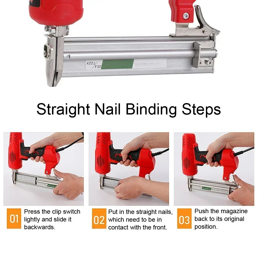 2600w f30 elétrica nailer e grampeador móveis pistola de grampo para quadro madeira carpintaria carpintaria construção ferramentas elétricas