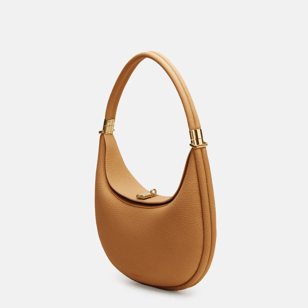 Bolsas de Ombro de Couro Genuíno para Mulheres, Bolsas Femininas, Alta Qualidade, Luxo, Elegante, Marca Designer, Meia Lua