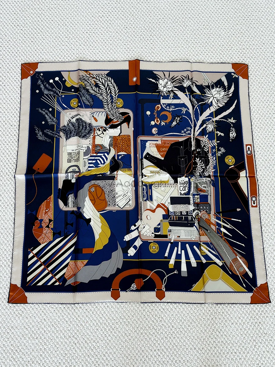 

Шелковый шарф 90 Элитный бренд саржевые шарфы ручной работы квадратные банданы летние аксессуары для головы и шеи 90 см