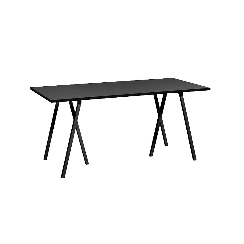 

Work desk, solid wood desk, creative design, rectangular wrought iron dining table
