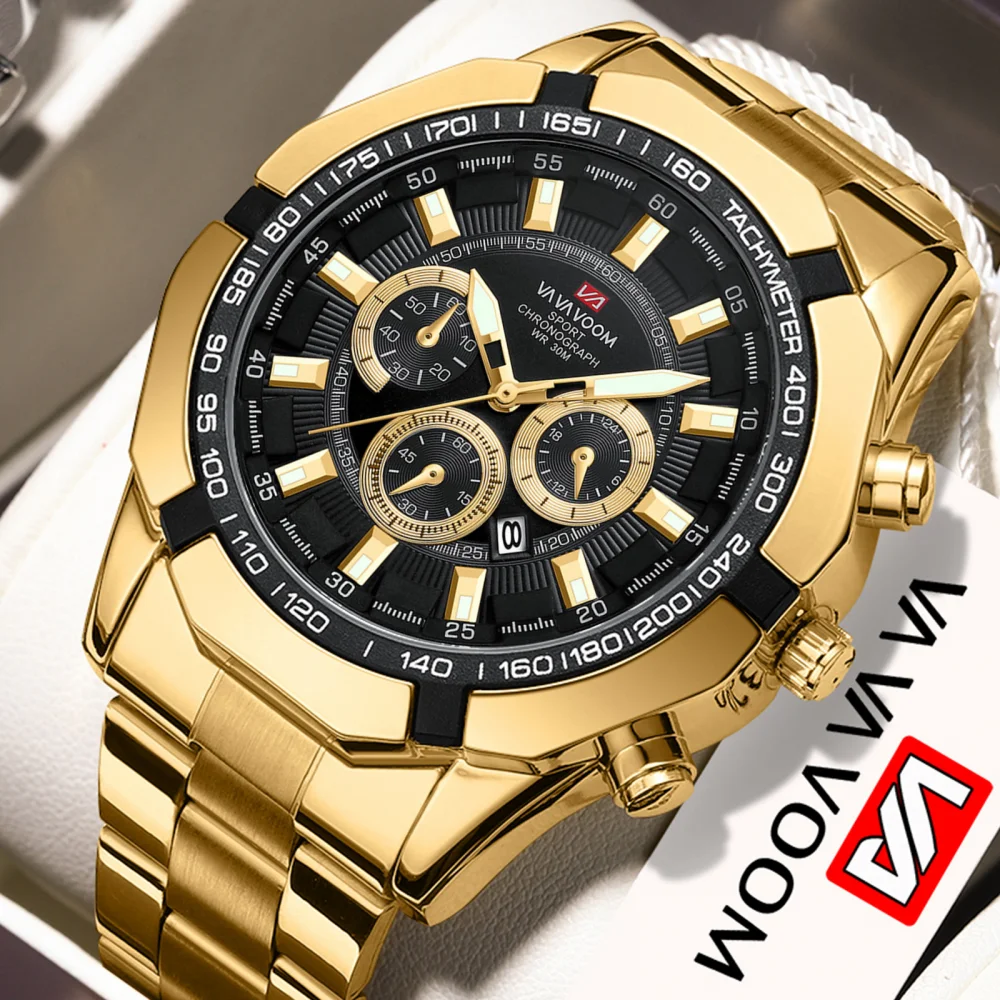 

Fashion Men watch Stainless Steel Watch Luxury Calendar Quartz Wrist Watch Mens Business for Man Clock