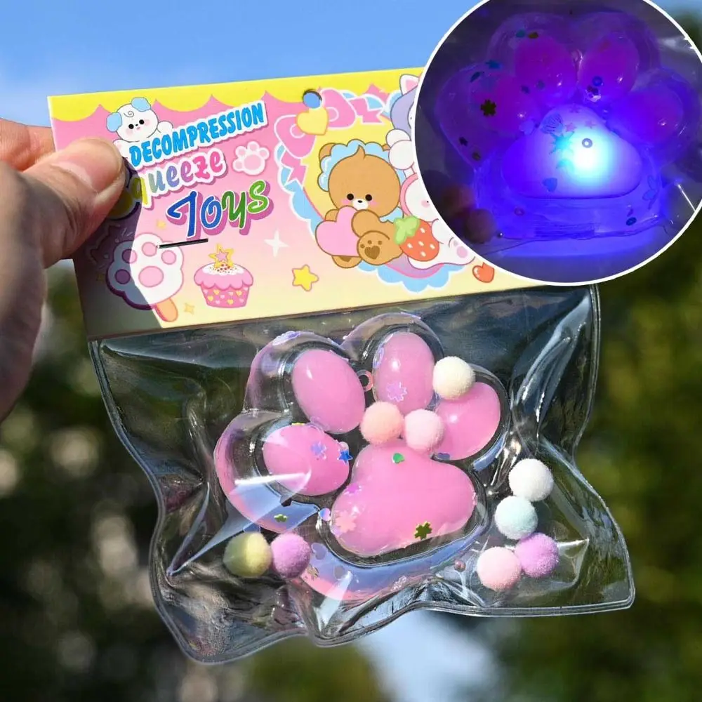 Nette Kneten Glow Katze Pfote Squeeze Spielzeug Silikon Weiche Katze Pfote Zappeln Spielzeug Cartoon Bunte Katze Pfote Prise Spielzeug Praktische Witze