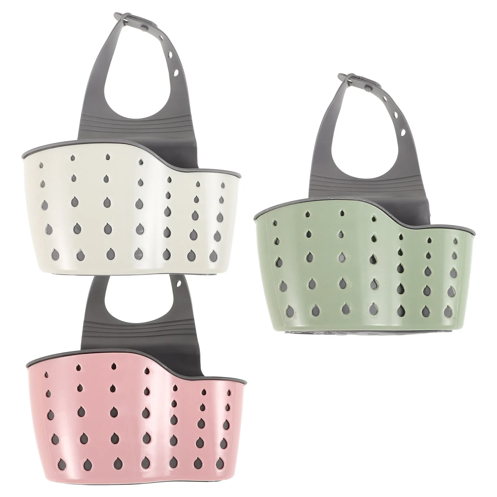 

Набор из 3 подвесных корзин для раковины, двухслойный, без сверления, органайзер для ванной, держатель для мыла и губки, регулируемое крепление на кран