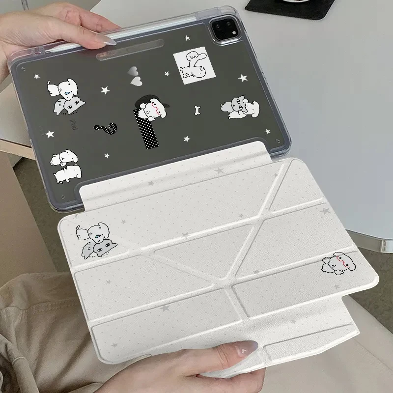 Wave Point Dog 3Y-Fold Tablet Case For iPad  pro 10/11/2020/6th/7th /8th /Air 3rd/Air 4th/9th gen/Air 5th Air 11 Magnetic Buckle