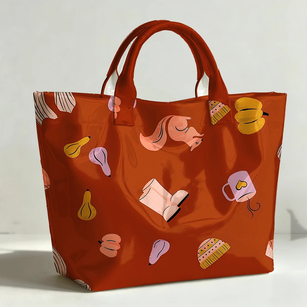 Autumn Halloween PVC Tote Bag Waterproof Transparent Jelly Bag Beach Bag Tote Pouch Bow Handbags Storage Bag