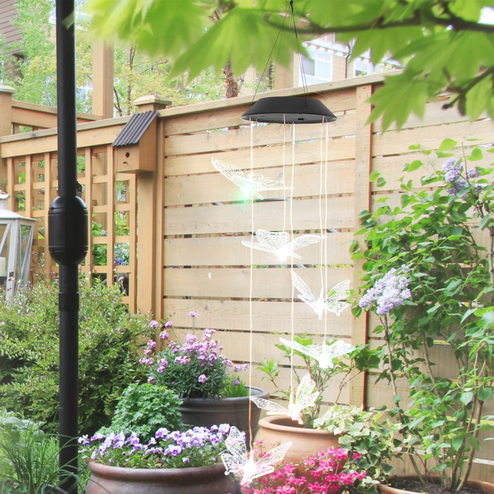 

Solar Wind Chime Light LED Hanging Colorful Lamp Rechargeable Garden Lights No Fade Shape Change Outdoor Decorative