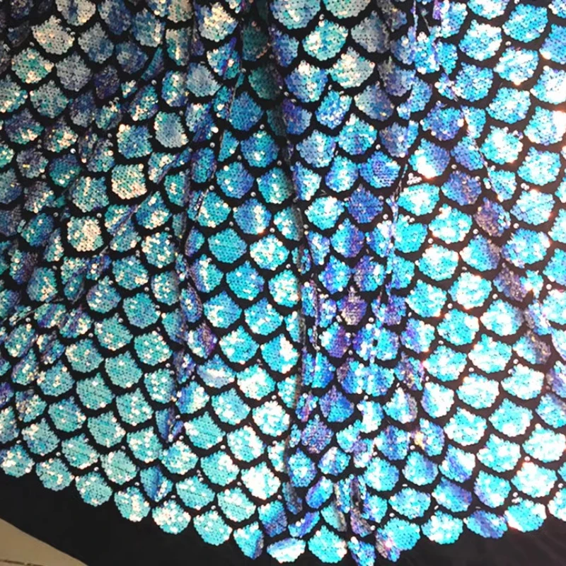 Sequin Fabric Navy Fish Tail Dress Dress Clothing Wholesale Cloth Diy Apaprel Sewing Fabric Meters Material