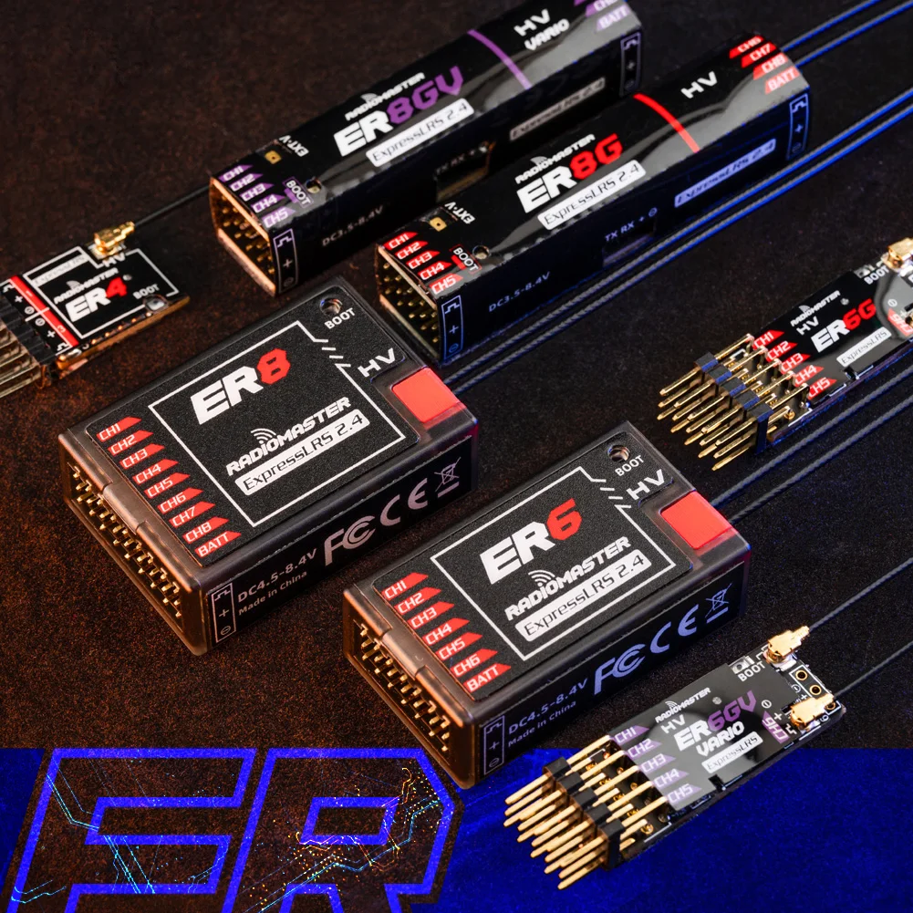 Radiomaster PWM Receiver ER4 4CH/ER6 ER6G ER6GV 2.4G 6CH/ER8 ER8G ER8GV 8CH CRSF ExpressLRS 2.4Ghz 100mw for RC Model