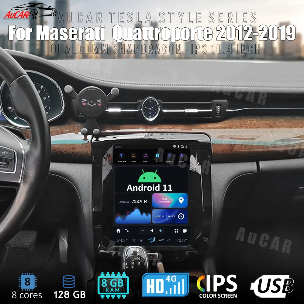 

AuCar 10.4 Inch Tesla Style Car Radio Android 11 GPS Navigation Head Unit For Maserati Quattroporte 2012-2019 Car DVD