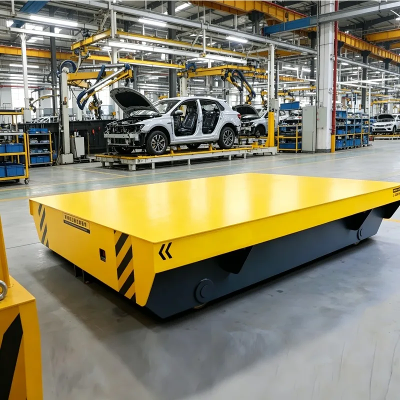 Smart AGV Electric Transfer Vehicle 10-30 Ton Rechargeable Battery Steering Power System Trackless Flatbed Cart for  Factory