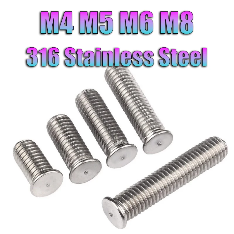 

10-100 шт. винт для точечной сварки M4M5M6M8 316, болт для припоя из нержавеющей стали, шпилька для сварки для разрядки конденсатора ISO13918 DIN32501